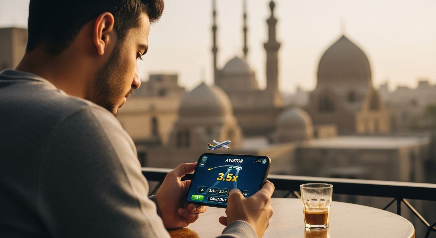 صورة توضح بداية تجربة لعبة أفيايتور في أجواء مصرية عصرية